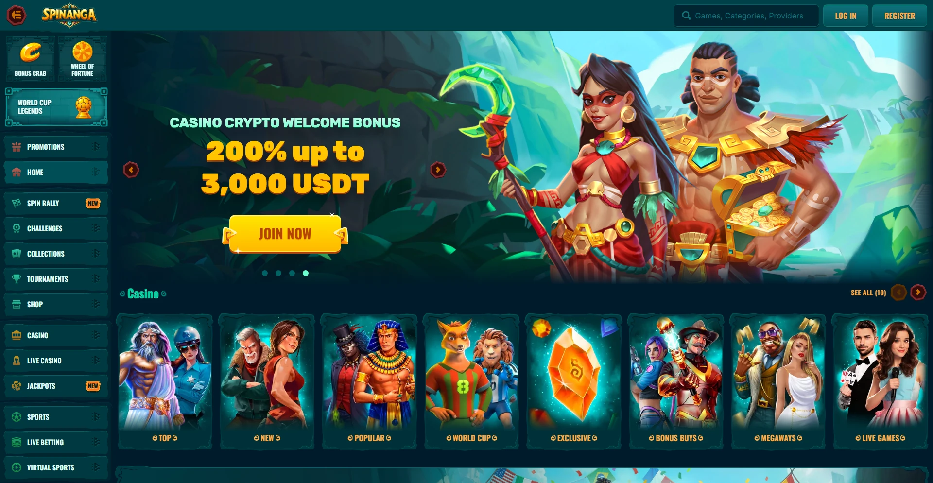 spinanga Casino homepage ufficiale